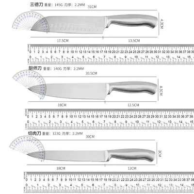 Edelstahl-Messerset 6-teilig mit Kochmesser und Santoku - 3