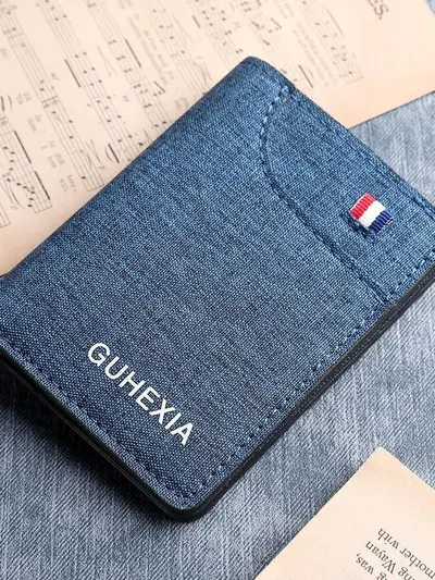 Vertikale Canvas-Herrenbörse, kurz, ultradünn - 4