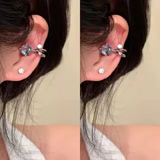 Серьги-клипсы без прокола с цирконами для женщин - 13