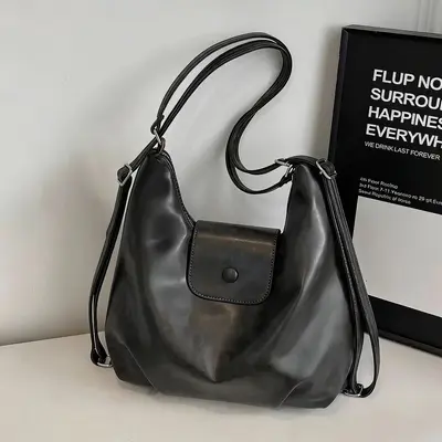 Kadın retro büyük hacimli sırt çantası ve tote çanta, tek omuz, günlük kullanım - 8
