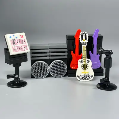 Small-Brick Building Block Set, Musical Instruments: Piano, Drum Kit, Guitar, Saxophone - 4