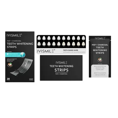 Teeth Whitening Strips Set with PAP Activated Charcoal, Yellow Stain Removal - 6