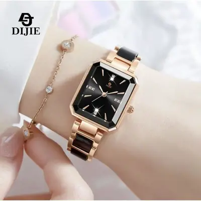 Damenuhr, Luxus, Diamant, quadratisches Zifferblatt, elegant, Quarz