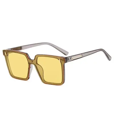 Oversized Square Sunglasses with Metal Hinges, Unisex - 5