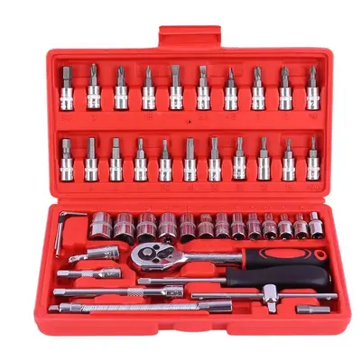 46件套装工具箱套筒扳手快速大中小飞汽修汽车维修棘轮螺丝刀组合 - 7