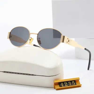 Ovale Metall-Sonnenbrille, Cat-Eye, breiter Rahmen - 7