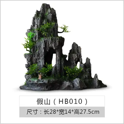 Grey Artificial Dragon Stone Aquarium Decoration Set with Hiding Cave and Plants - 8