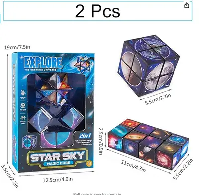 Starry Sky 2-in-1 3D Rubik's Cube, Magnetic Geometry Puzzle - 9