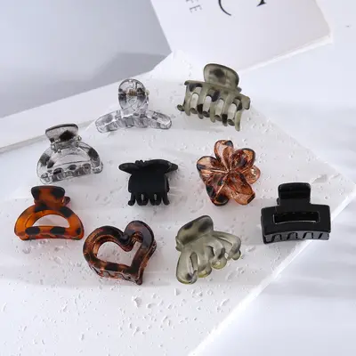 European and American Cross-border Leopard Print Small Claw Clip Women's Back Head Hair Bun Clip Shark Clip Bangs Clip Straight Clip Hair Pin Hair Accessory