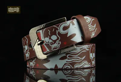 Popular cross-border pin buckle men's belt AliExpress belt European and American hip-hop skull casual pants belt manufacturer wholesale - 8