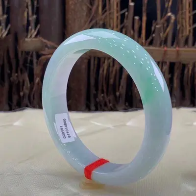 Burmese Grade A jadeite bracelet icy wax green - 6