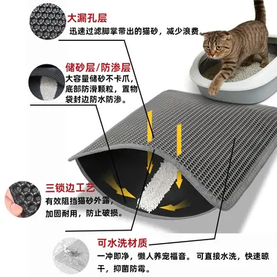 跨境代发猫砂垫 双层可折叠猫砂盆防外溅收集垫猫砂控砂猫砂垫子