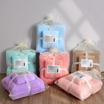 Coral Velvet Bath Towel Set, 2 Pieces, Thick and Absorbent