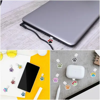 16er Kombination USB-C Staubschutzstöpsel Kawaii Staubschutzstöpsel Charm, Emaille Katzenpfoten neuer Stil