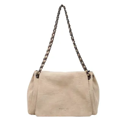 Women's Large Handbag, Suede-Look, Chain Underarm Bag, Autumn Winter - 5