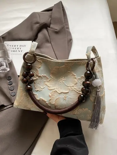 Women's Shoulder Bag, Chinese Style, Large Capacity, Square - 4