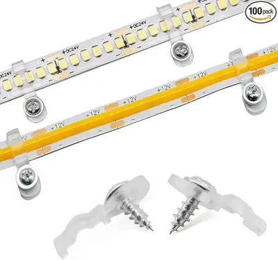 LED Strip Mounting Clip, Transparent, 8/10/12 mm, Screw - 8