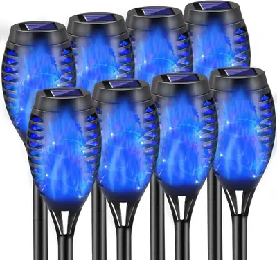 Güneş Enerjili Alevli LED Çim Lambası, Su Geçirmez Açık Hava Bahçe Dekoratif Lambası - 10