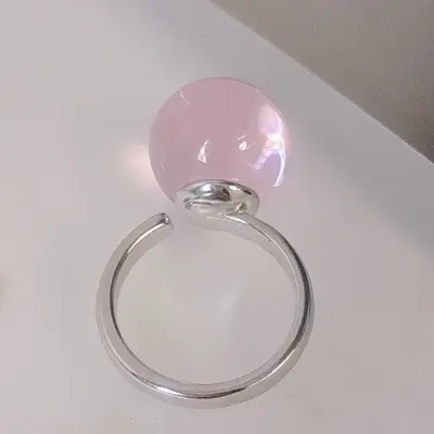 Zhao Lusi Same Style Natural Brazilian White Crystal Ring 14 Large Beads Open Adjustable Ring Fashion Elegant Unisex Style