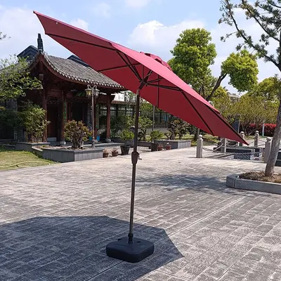 2M Tilting Outdoor Garden Umbrella with Center Pole, Sun and Rain Protection