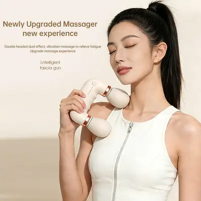 Dual-Head Fascia Gun Electric Massage Device Muscle Relaxation Massage Gun Multi-Speed Mini Handheld Vibration Stick Foreign Trade
