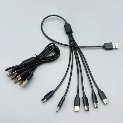 USB 1'e 6 TypeC şarj kablosu altı birleşik uzun veri kablosu çok fonksiyonlu çoklu cihazların aynı anda şarj edilmesi