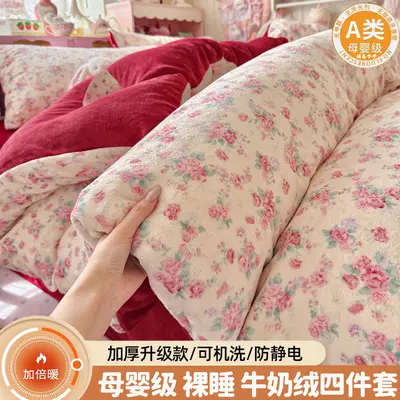 Milk Velvet Four-Piece Bedding Set, Double-Sided Fleece Lined
