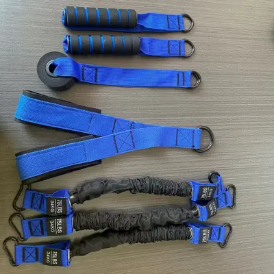 Ev tipi fitness direnç bandı seti, kulplu, kapı çapası, triceps halatı - 10