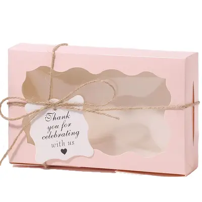 Kraft Paper Cake and Cookie Box with White Clear Window - 12
