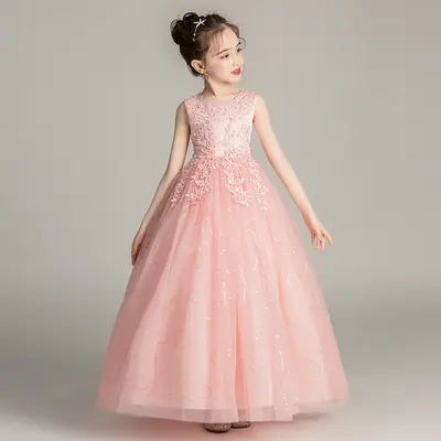 Mädchen-Prinzessinnenkleid aus Tüll, langes Modell, Größe 3-15 Jahre