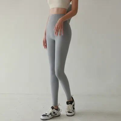 Damen-Yogahose mit hohem Bund, nahtlos, Nacktgefühl, figurformend