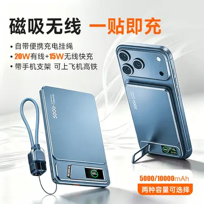 3C Sertifikalı MagSafe Powerbank C2, TFT Renkli Ekran, Standlı, Kablosuz