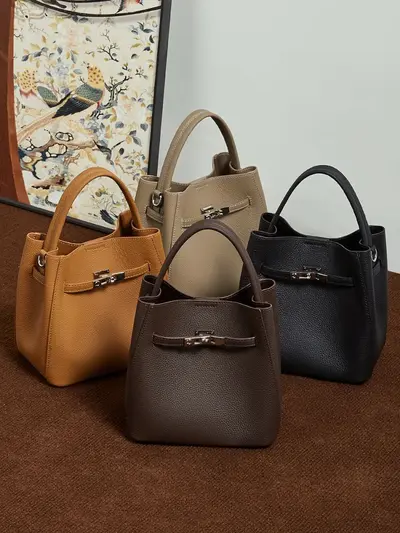 Damen-Eimertasche aus Vollrindleder, Modell 2026, Schultertasche - 6