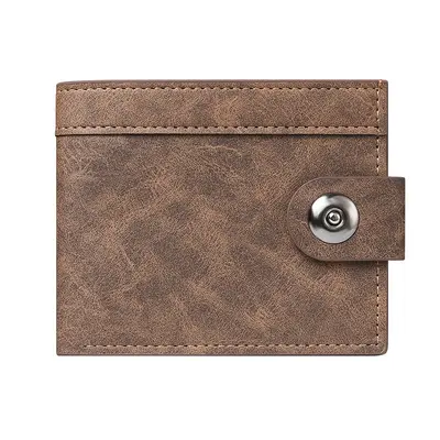 Men's Short Wallet with Button Closure and Multiple Card Slots - 6