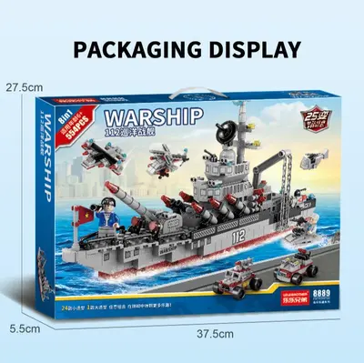 Lego-Compatible Military Aircraft Carrier Destroyer Building Set, Small Pieces - 13