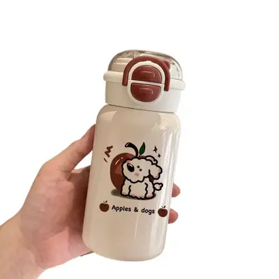 Cartoon-Süße Baby-Thermosbecher aus 316er Edelstahl, Kinderwasserflasche, stilvoll und niedlich, Trinkhalmbecher, Schülerwasserflasche