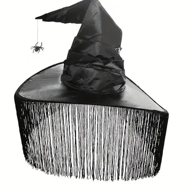Black Pleated Witch Hat, Funny Halloween Costume Accessory - 9