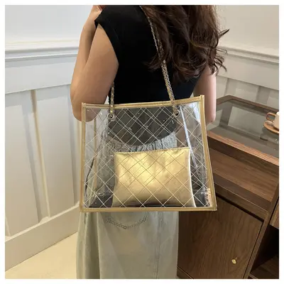 Şeffaf PVC tote çanta, büyük hacimli - 4