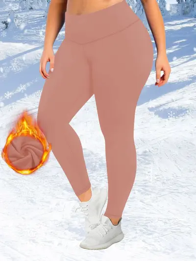 Fleece-Lined Plus Size Winter Yoga Pants, High Waist, Sizes 1XL-5XL - 12