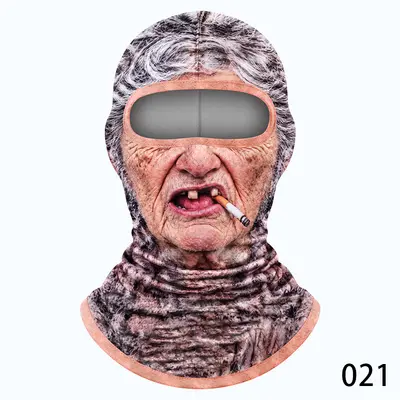 Ski Balaclava, Windproof, Thick Fleece, Funny Old Man Face Print - 10