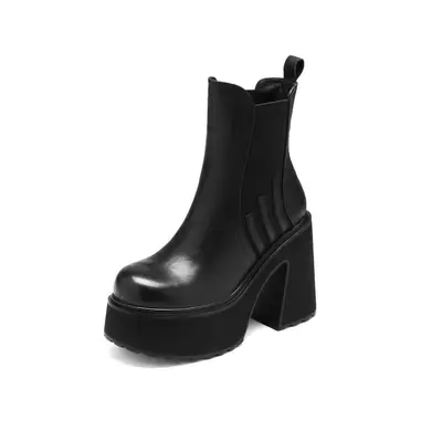 12cm High Heel Women's Short Boots, Winter Style with Chunky Heel