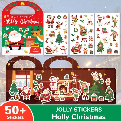 DIY-Kinder-Stickerbuch mit Weihnachtsmotiven, wiederverwendbar