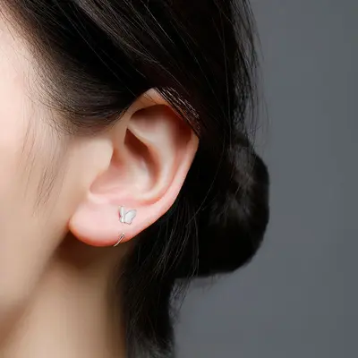 S999 Sterling Silver Heart Earrings for Women, Simple Elegant Women's Earrings, Affordable Luxury and High-End Earrings for Women, Korean Forest Style Retro Earrings for Women