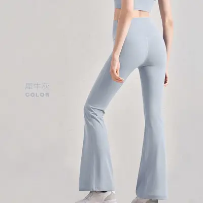 Aido mikro genişleyen yoga pantolonu şeftali rengi kalça kaldırıcı yüksek belli spor pantolonu fitness dar paça genişleyen pantolon geniş bacaklı yoga kıyafeti - 7