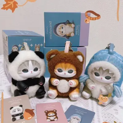 Mofusand Köpekbalığı Kedi blind box vinil peluş figür anahtarlık