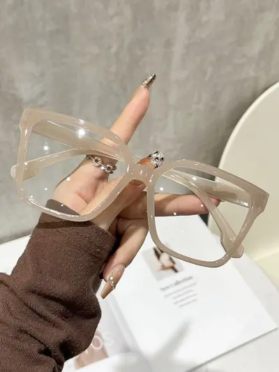 Large Retro Square Frame Glasses for Men and Women, Plain Lens - 11
