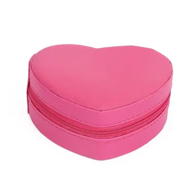 Macaron Renkli Kalp Şeklinde Mücevher Kutusu Taşınabilir Takı Saklama Kutusu Şık Görünümlü Pembe Kalp Küpe Kolye Saklama Kutusu