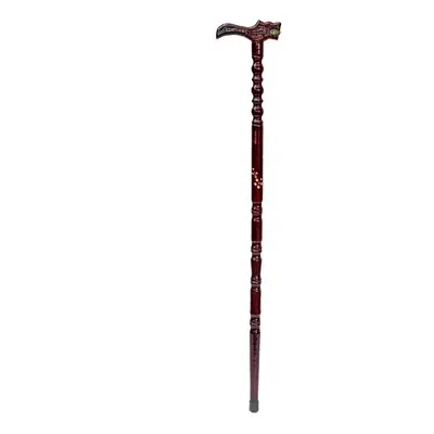 Solid Wood Walking Cane with Dragon Head Handle, Non-Slip, Gift for Elderly