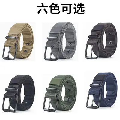 Durable Men's Canvas Belt with Perforated Buckle, Long Size