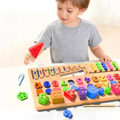 Montessori 3 yaş üstü geometrik eşleştirme yapı blokları, eğitici yapboz - 5